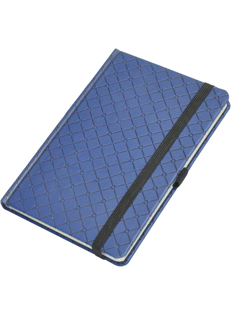 FIS Notebook With Elastic Band Italian PU Cover, Ivory Paper, 5 mm Square, Blue Color, 96 Sheets, Pen Holder With Gift Box, 13 x 21 cm Size - Image 1